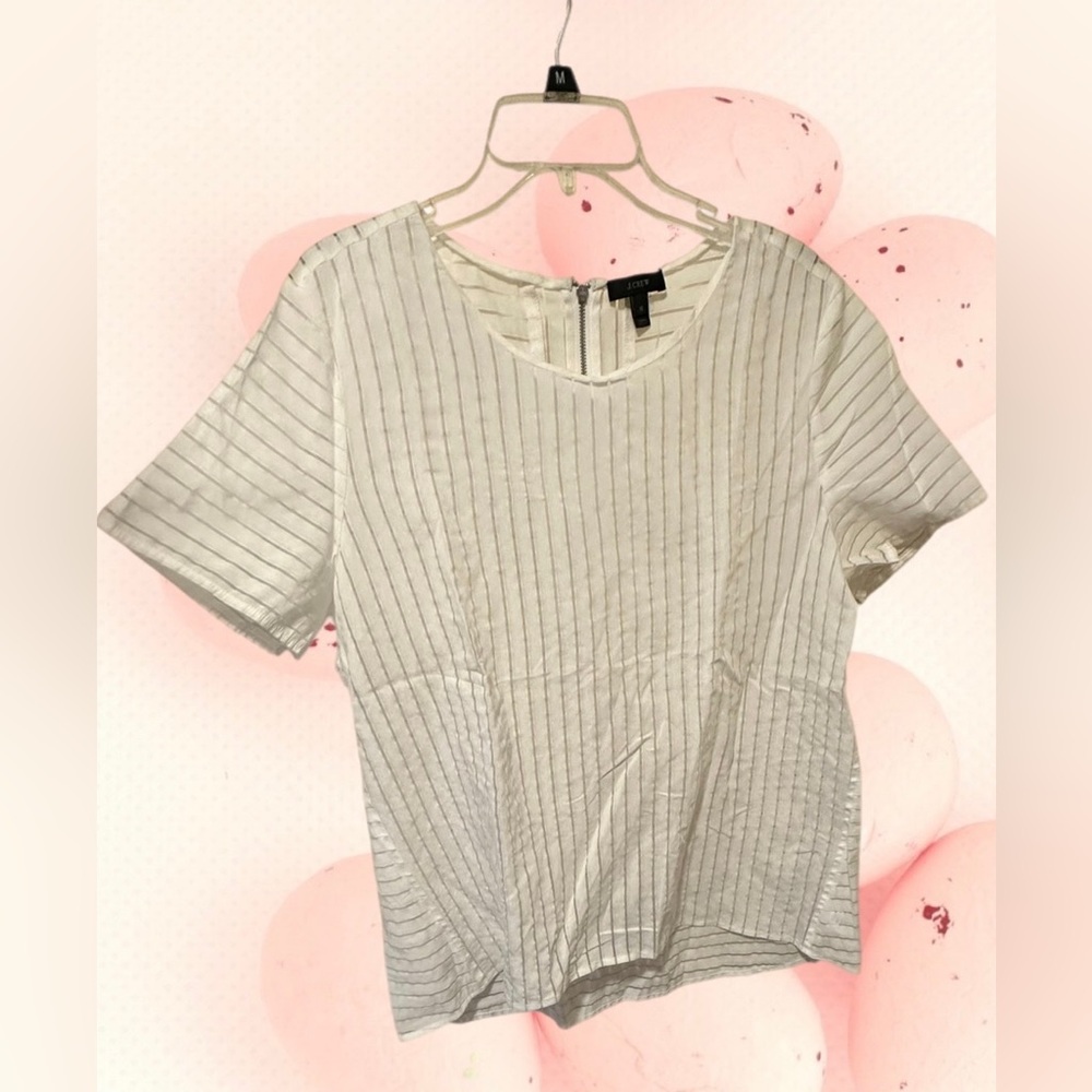 J.Crew White Shadow Stripe Blouse - Size 16
NWOT